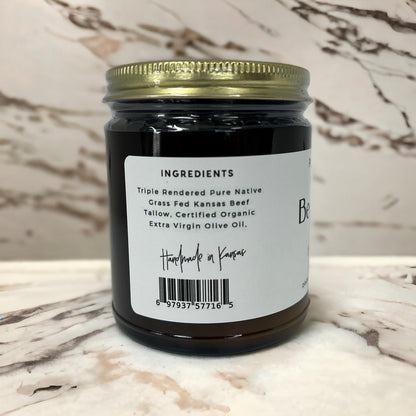 Grass Fed Beef Tallow Balm - 8 oz - Made in USA - Organic Grass Fed and Finished - Moisturizing Skin Care